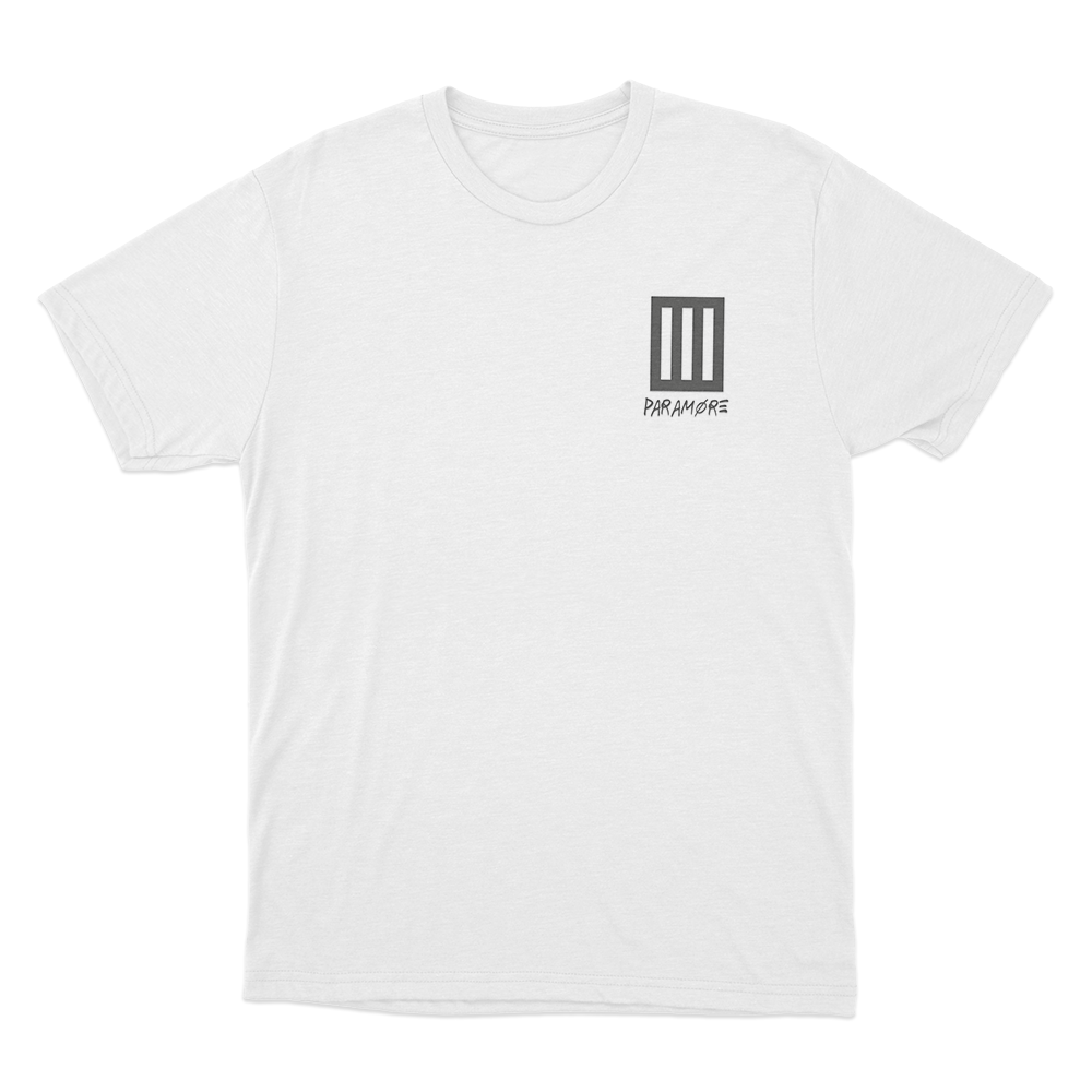 Paramore Classic Logo Unisex T Shirt White Paramore Classic Logo Unisex T Shirt White